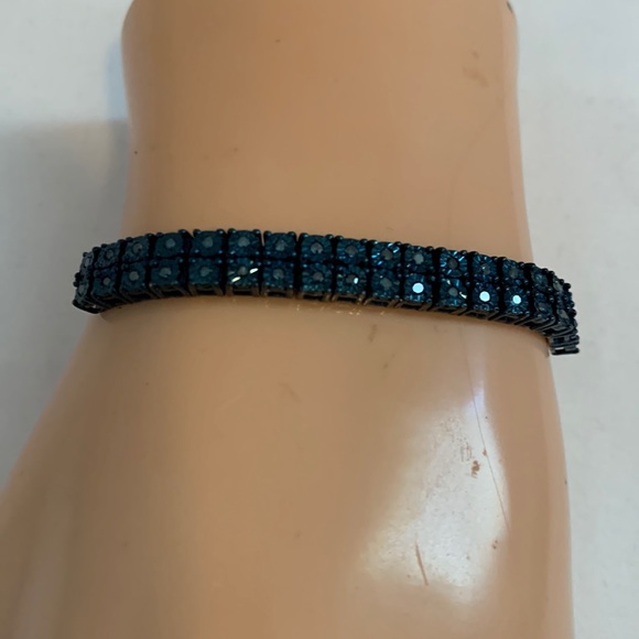 BLUE DIAMOND BRACELET, BOLO, (HPHT), SIZE 4-9.50” LONG - Picture 3 of 8